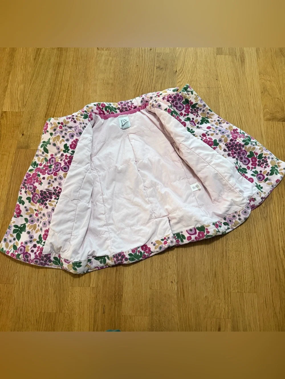 Baby GAP 3-6 MONTHS Pink Floral Velour Pea Coat